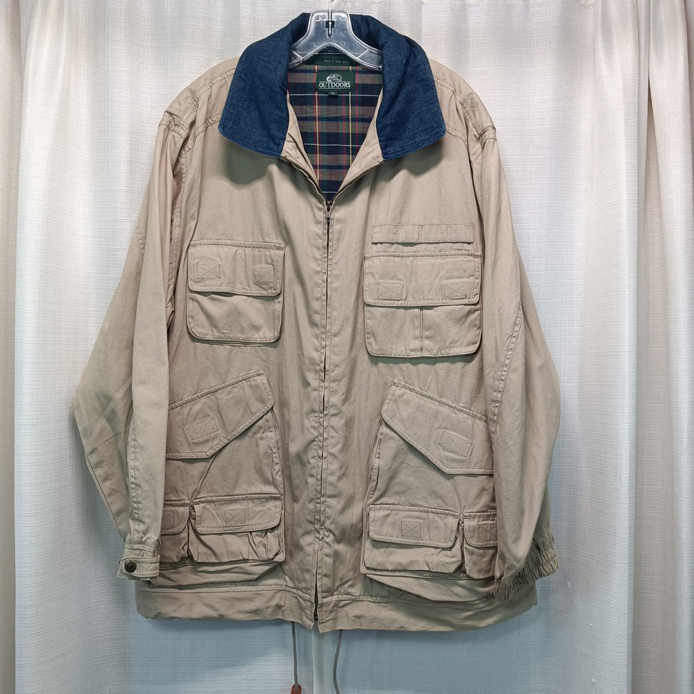 Bass Pro Shops Outdoors Mens XL Hooded Khaki Barn Chore Hunting Jacket Gorpcore